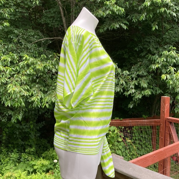 Michael Kors batwing lime green striped hip tied top size S NWT - Picture 5 of 6